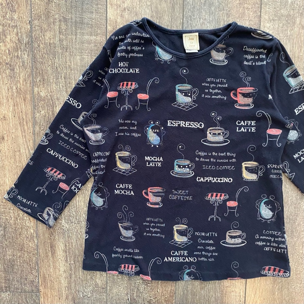 y2k vintage coffee 3/4 sleeve top black